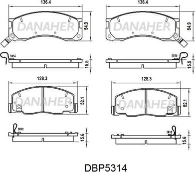Danaher DBP5314 - Тормозные колодки, дисковые, комплект autosila-amz.com