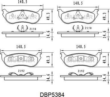 Danaher DBP5384 - Тормозные колодки, дисковые, комплект autosila-amz.com