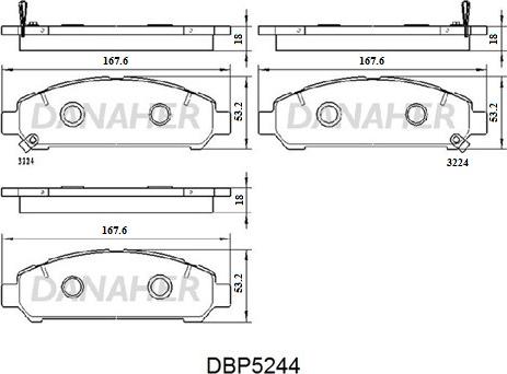 Danaher DBP5244 - Тормозные колодки, дисковые, комплект autosila-amz.com
