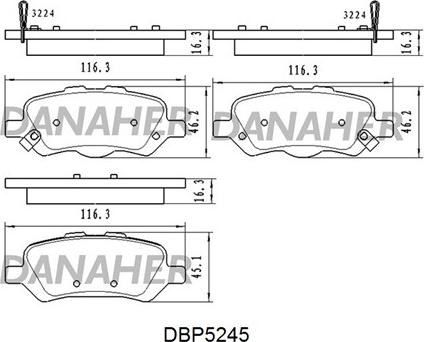 Danaher DBP5245 - Тормозные колодки, дисковые, комплект autosila-amz.com