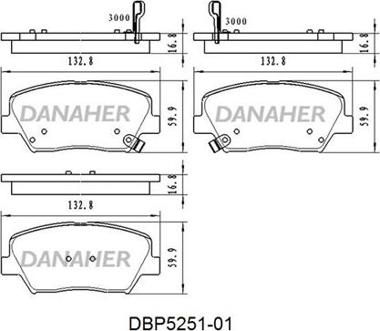 Danaher DBP5251-01 - Тормозные колодки, дисковые, комплект autosila-amz.com