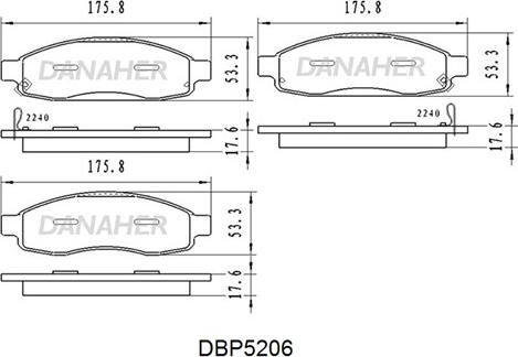 Danaher DBP5206 - Тормозные колодки, дисковые, комплект autosila-amz.com