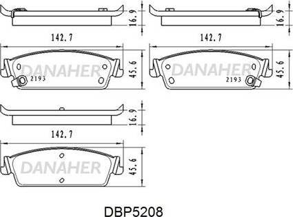 Danaher DBP5208 - Тормозные колодки, дисковые, комплект autosila-amz.com