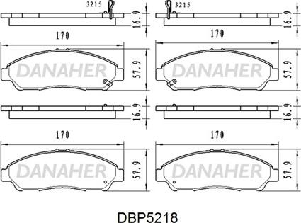 Danaher DBP5218 - Тормозные колодки, дисковые, комплект autosila-amz.com