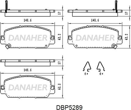 Danaher DBP5289 - Тормозные колодки, дисковые, комплект autosila-amz.com