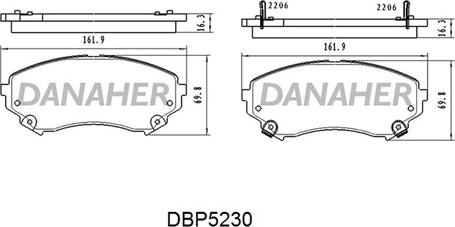 Danaher DBP5230 - Тормозные колодки, дисковые, комплект autosila-amz.com