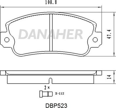 Danaher DBP523 - Тормозные колодки, дисковые, комплект autosila-amz.com