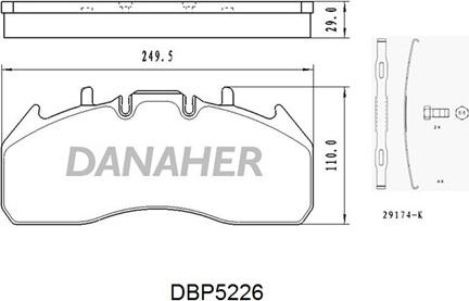 Danaher DBP5226 - Тормозные колодки, дисковые, комплект autosila-amz.com