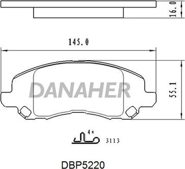 Danaher DBP5220 - Тормозные колодки, дисковые, комплект autosila-amz.com