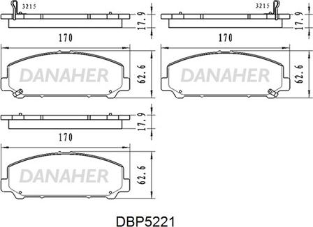 Danaher DBP5221 - Тормозные колодки, дисковые, комплект autosila-amz.com