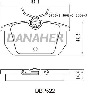 Danaher DBP522 - Тормозные колодки, дисковые, комплект autosila-amz.com