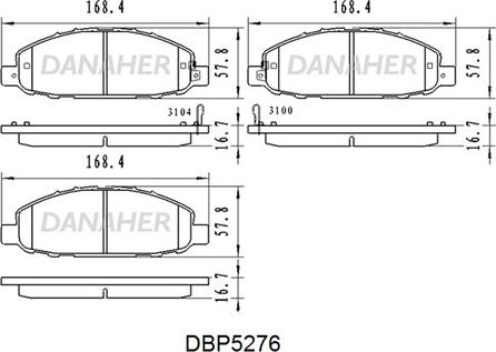 Danaher DBP5276 - Тормозные колодки, дисковые, комплект autosila-amz.com