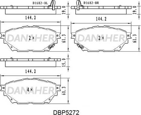 Danaher DBP5272 - Тормозные колодки, дисковые, комплект autosila-amz.com