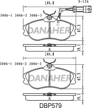 Danaher DBP579 - Тормозные колодки, дисковые, комплект autosila-amz.com