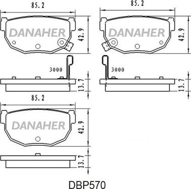 Danaher DBP570 - Тормозные колодки, дисковые, комплект autosila-amz.com