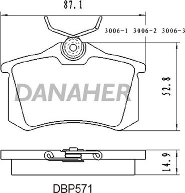 Danaher DBP571 - Тормозные колодки, дисковые, комплект autosila-amz.com