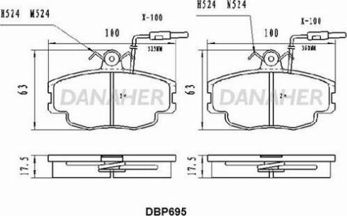 Danaher DBP695 - Тормозные колодки, дисковые, комплект autosila-amz.com