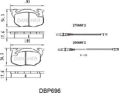 Danaher DBP696 - Тормозные колодки, дисковые, комплект autosila-amz.com