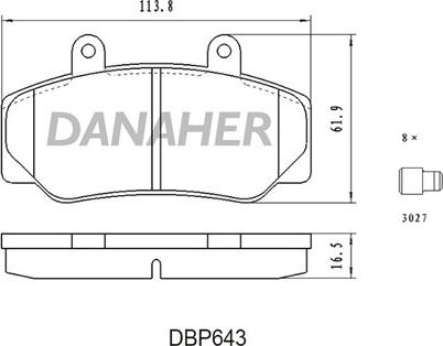 Danaher DBP643 - Тормозные колодки, дисковые, комплект autosila-amz.com