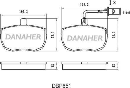 Danaher DBP651 - Тормозные колодки, дисковые, комплект autosila-amz.com