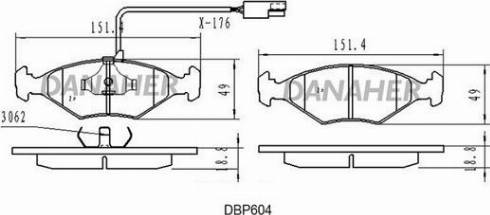 Danaher DBP604 - Тормозные колодки, дисковые, комплект autosila-amz.com