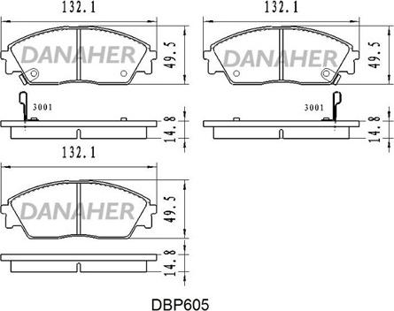 Danaher DBP605 - Тормозные колодки, дисковые, комплект autosila-amz.com