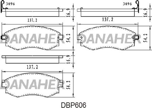 Danaher DBP606 - Тормозные колодки, дисковые, комплект autosila-amz.com