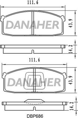 Danaher DBP686 - Тормозные колодки, дисковые, комплект autosila-amz.com