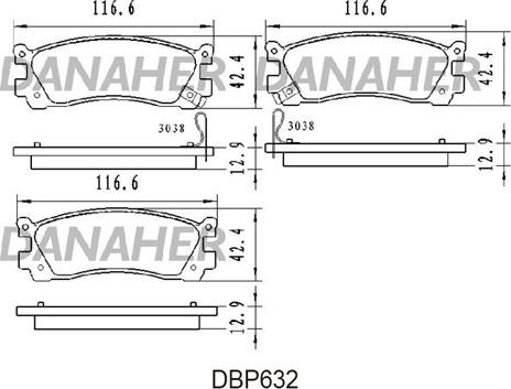 Danaher DBP632 - Тормозные колодки, дисковые, комплект autosila-amz.com