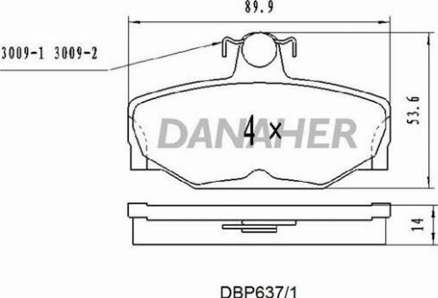Danaher DBP637/1 - Тормозные колодки, дисковые, комплект autosila-amz.com
