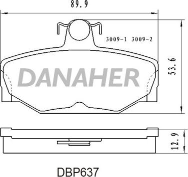 Danaher DBP637 - Тормозные колодки, дисковые, комплект autosila-amz.com