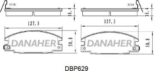 Danaher DBP629 - Тормозные колодки, дисковые, комплект autosila-amz.com