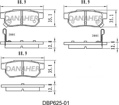 Danaher DBP625-01 - Тормозные колодки, дисковые, комплект autosila-amz.com