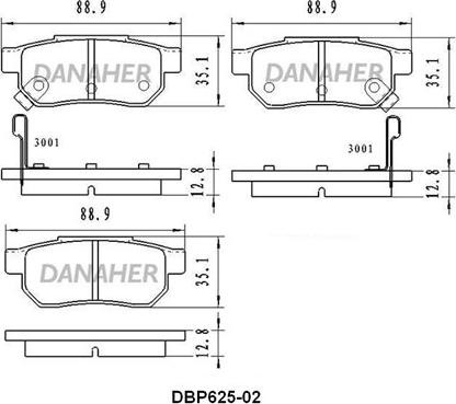 Danaher DBP625-02 - Тормозные колодки, дисковые, комплект autosila-amz.com