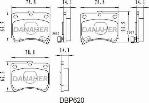 Danaher DBP620 - Тормозные колодки, дисковые, комплект autosila-amz.com