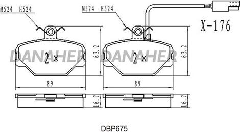 Danaher DBP675 - Тормозные колодки, дисковые, комплект autosila-amz.com