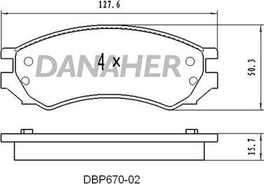 Danaher DBP670-02 - Тормозные колодки, дисковые, комплект autosila-amz.com
