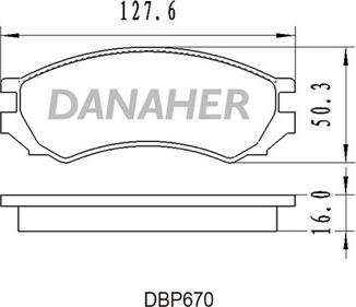 Danaher DBP670 - Тормозные колодки, дисковые, комплект autosila-amz.com