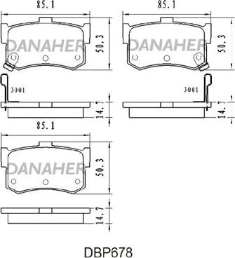 Danaher DBP678 - Тормозные колодки, дисковые, комплект autosila-amz.com