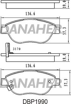 Danaher DBP1990 - Тормозные колодки, дисковые, комплект autosila-amz.com