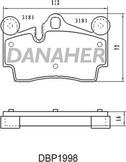 Danaher DBP1998 - Тормозные колодки, дисковые, комплект autosila-amz.com