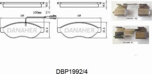 Danaher DBP1992/4 - Тормозные колодки, дисковые, комплект autosila-amz.com