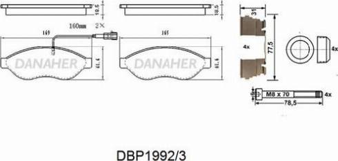 Danaher DBP1992/3 - Тормозные колодки, дисковые, комплект autosila-amz.com