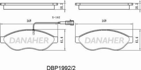 Danaher DBP1992/2 - Тормозные колодки, дисковые, комплект autosila-amz.com