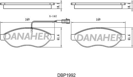 Danaher DBP1992 - Тормозные колодки, дисковые, комплект autosila-amz.com