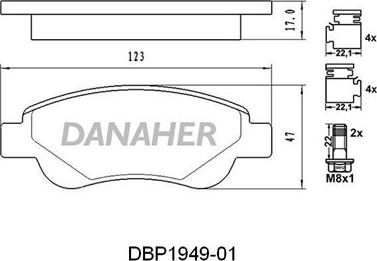 Danaher DBP1949-01 - Тормозные колодки, дисковые, комплект autosila-amz.com