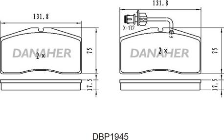 Danaher DBP1945 - Тормозные колодки, дисковые, комплект autosila-amz.com