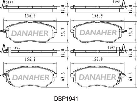Danaher DBP1941 - Тормозные колодки, дисковые, комплект autosila-amz.com