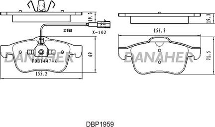 Danaher DBP1959 - Тормозные колодки, дисковые, комплект autosila-amz.com
