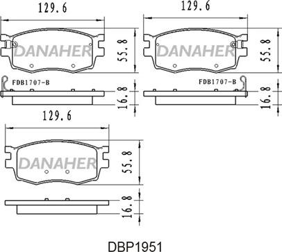Danaher DBP195/1 - Тормозные колодки, дисковые, комплект autosila-amz.com